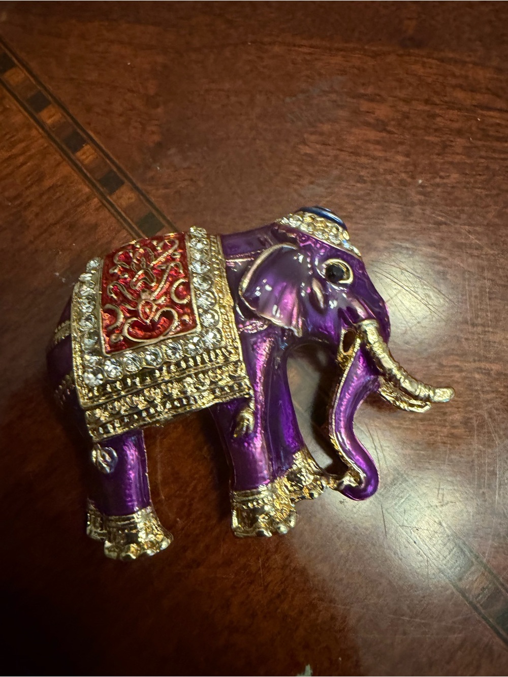 Purple Jeweled Elephant Brooch with Red Saddle